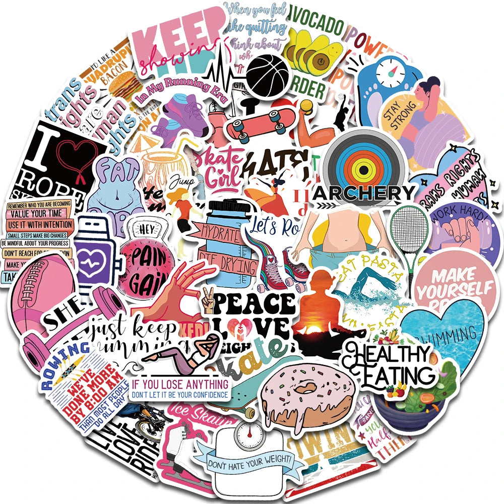 50PCS Inspirational Quotes On Weight Loss Exercise Fitness Sticker