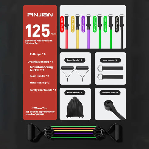 Bodybuilding Resistance Bands Set Multi-function Tensioner Suit Muscle