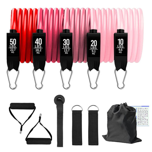 Fitness Resistance Bands Set Yoga 5 Tube Workout Bands Home Exercise