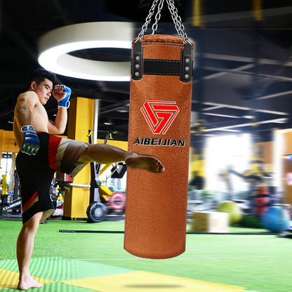 120cm Cowhide Kick Boxing Punching Bag Sandbag For Adult Mma Muay Thai