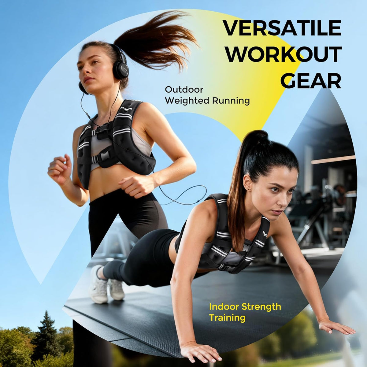Weighted Vest with Ankle/Wrist Weights 6Lbs-30Lbs Body Weight Vest with Reflective Stripe, Size-Adjustable Workout Equipment for Strength Training, Walking, Jogging, Running for Men Women