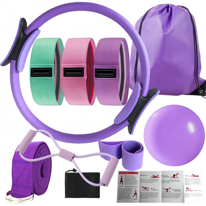 10-Piece Pilates Loops Yoga Kit, Stretch Belt Yoga Ball Rally Belt -