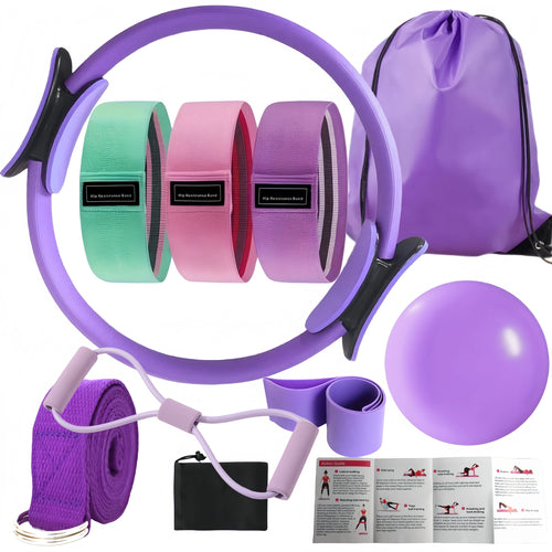 10-Piece Pilates Loops Yoga Kit, Stretch Belt Yoga Ball Rally Belt -