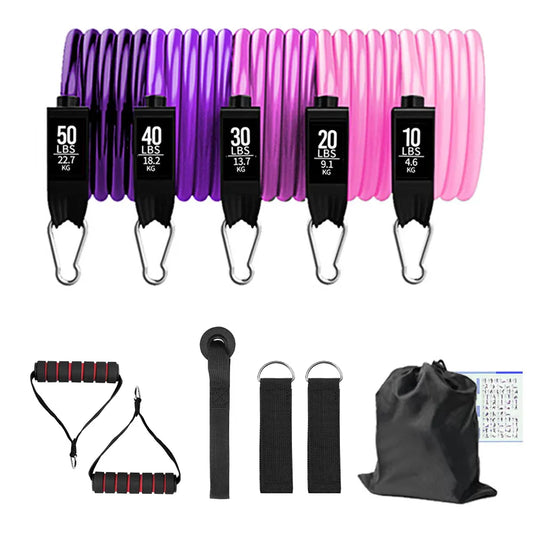 Fitness Resistance Bands Set Yoga 5 Tube Workout Bands Home Exercise