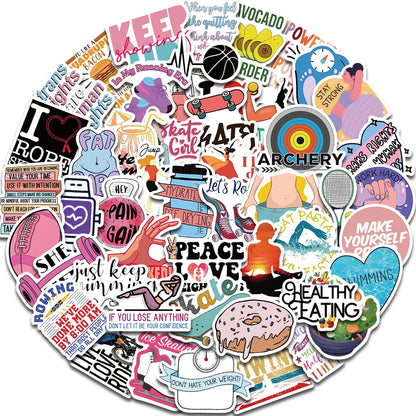 50PCS Inspirational Quotes On Weight Loss Exercise Fitness Sticker