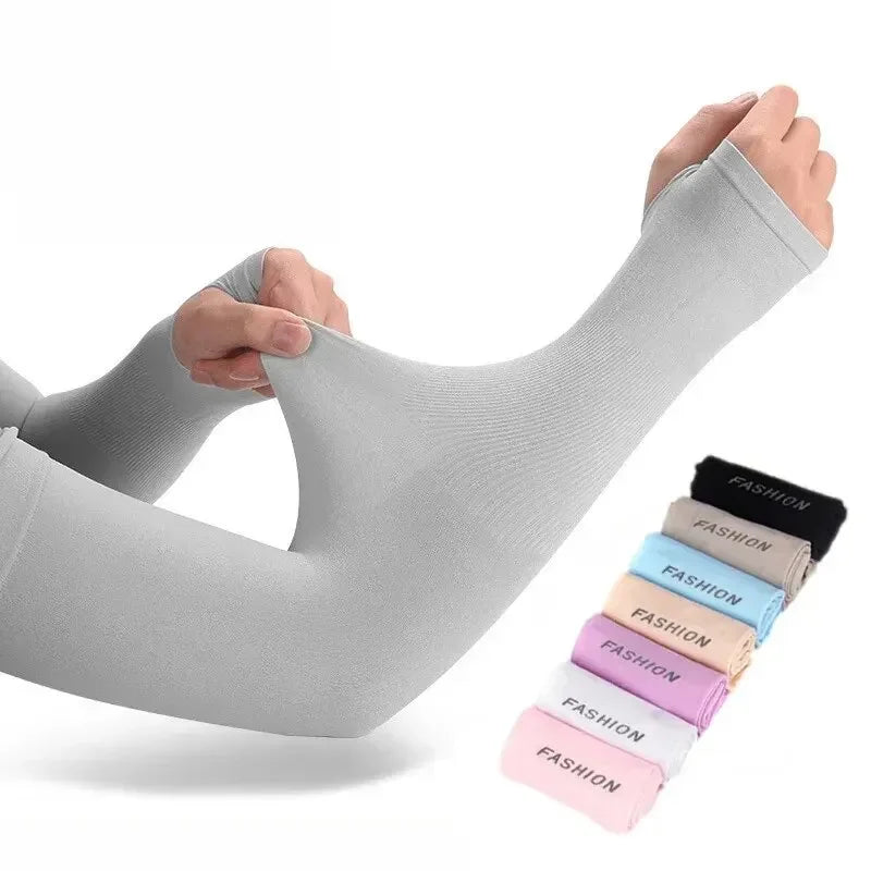1 Pair Ice Silk Sun Protection Arm Covers Unisex Elbow Cover Outdoor