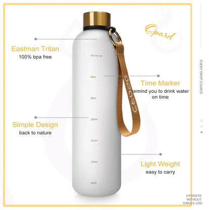New 1L Water Bottle with Time Stamp BPA Free Reusable Fitness Sports