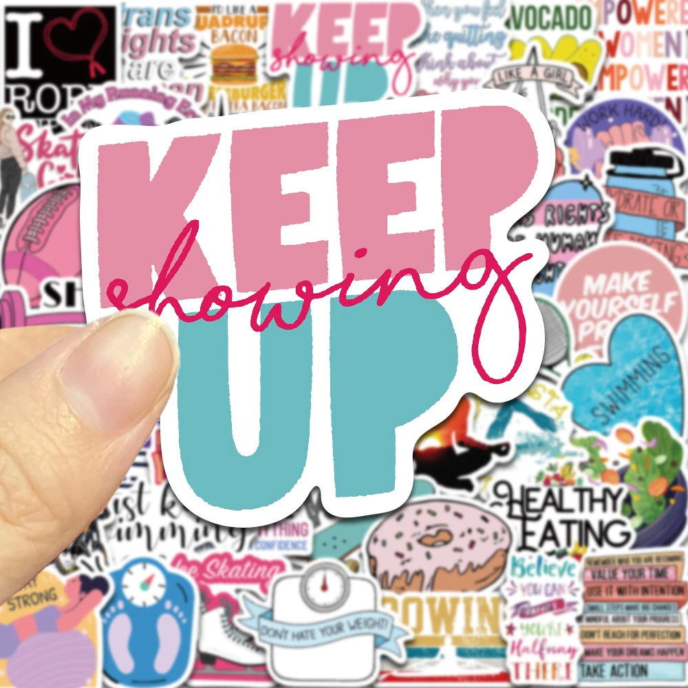 50PCS Inspirational Quotes On Weight Loss Exercise Fitness Sticker