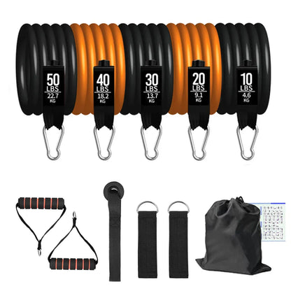 Fitness Resistance Bands Set Yoga 5 Tube Workout Bands Home Exercise