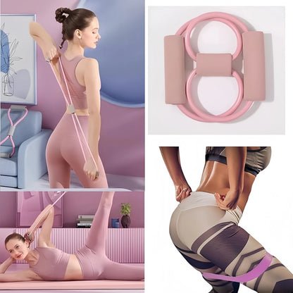 10-Piece Pilates Loops Yoga Kit, Stretch Belt Yoga Ball Rally Belt -