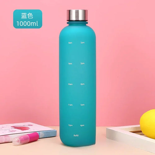 New 1L Water Bottle with Time Stamp BPA Free Reusable Fitness Sports