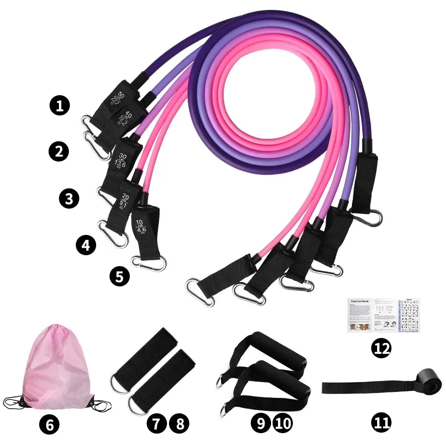 Fitness Resistance Bands Set Yoga 5 Tube Workout Bands Home Exercise