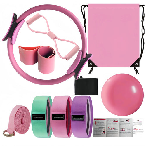 10-Piece Pilates Loops Yoga Kit, Stretch Belt Yoga Ball Rally Belt -