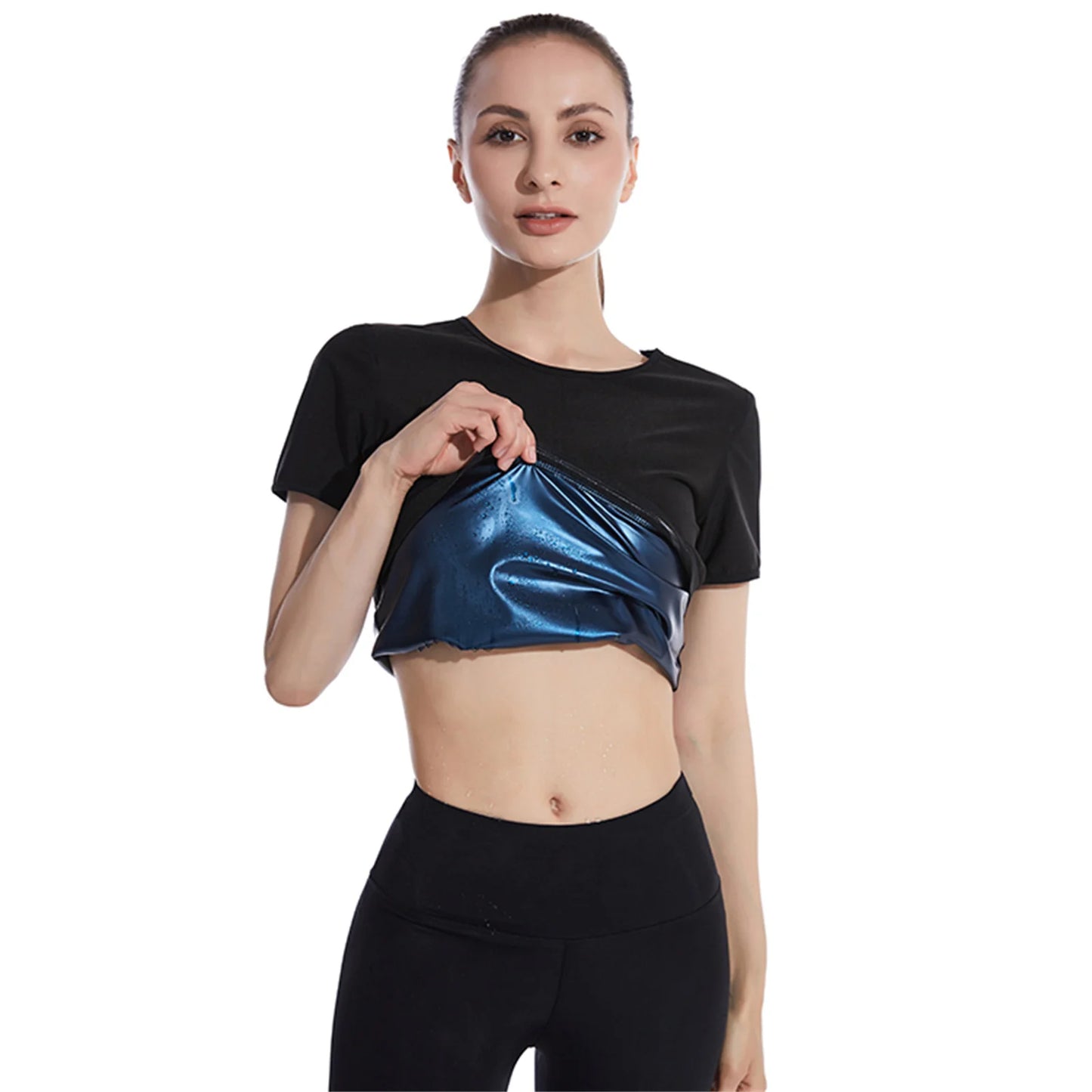 1pc Women's Sauna Sweat Weight Loss Workout Tops Yoga, Running, and