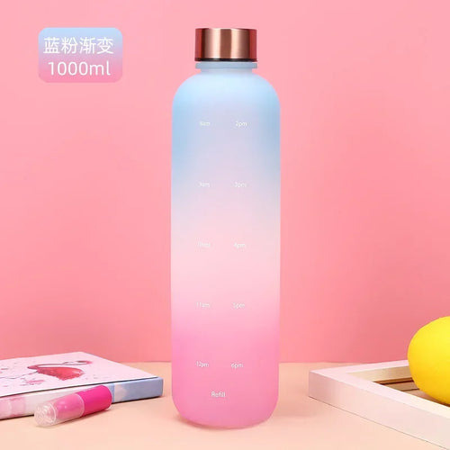 New 1L Water Bottle with Time Stamp BPA Free Reusable Fitness Sports
