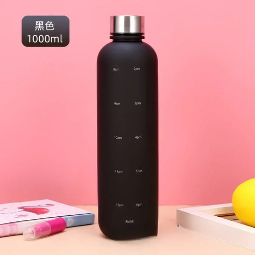 New 1L Water Bottle with Time Stamp BPA Free Reusable Fitness Sports