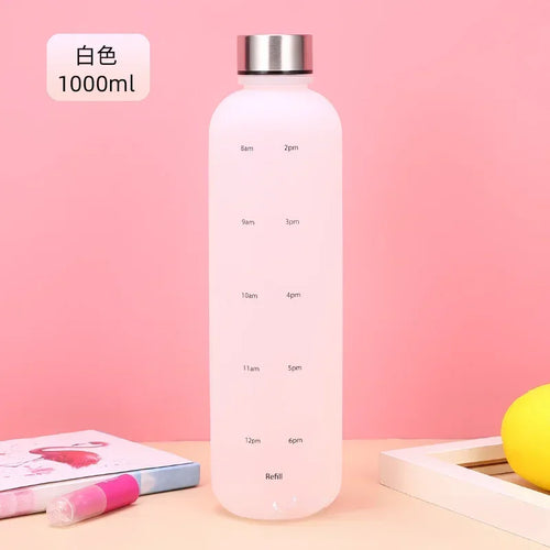 New 1L Water Bottle with Time Stamp BPA Free Reusable Fitness Sports