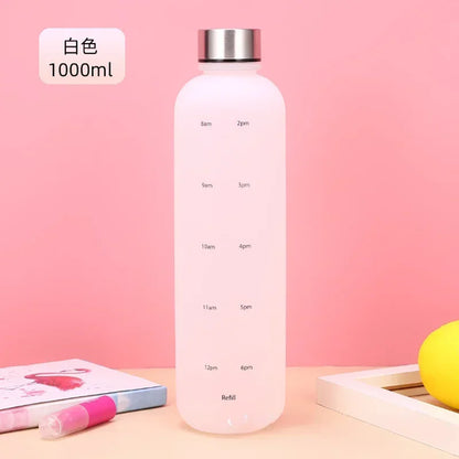New 1L Water Bottle with Time Stamp BPA Free Reusable Fitness Sports