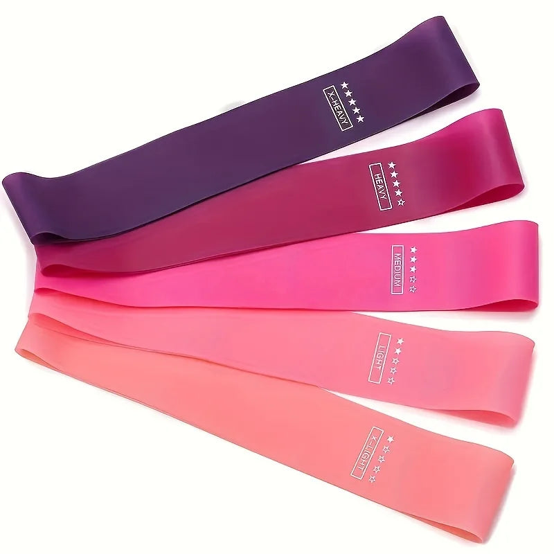 5-Piece Color Resistance Band Set - Portable Elastic Fitness Bands for