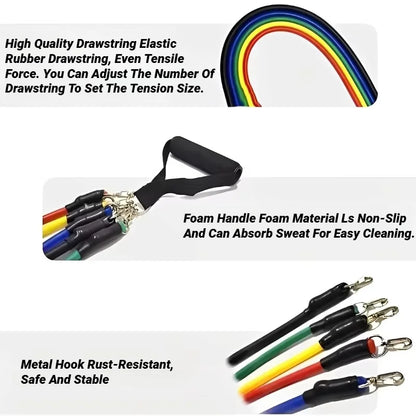 11pcs/Set Pull Rope Resistance Bands Portable Fitness Equipment Ankle