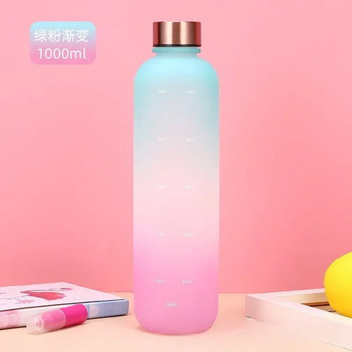 New 1L Water Bottle with Time Stamp BPA Free Reusable Fitness Sports