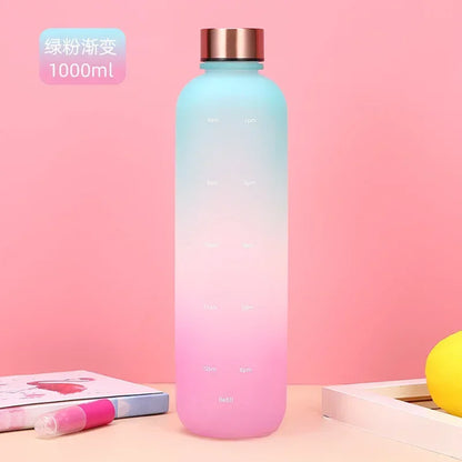 New 1L Water Bottle with Time Stamp BPA Free Reusable Fitness Sports