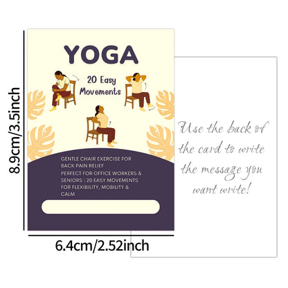 21pcs Seated Yoga Cards,Easy Chair Movements Poses Illustrated