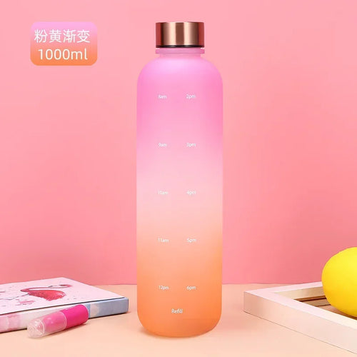 New 1L Water Bottle with Time Stamp BPA Free Reusable Fitness Sports