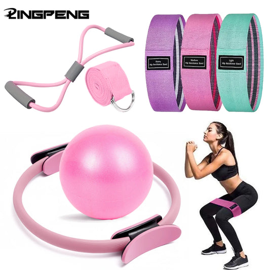NEW Pilates Ball And Ring Set Pilates Fitness Ring Resistance Band