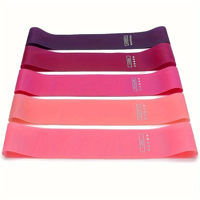 5-Piece Color Resistance Band Set - Portable Elastic Fitness Bands for