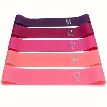 5-Piece Color Resistance Band Set - Portable Elastic Fitness Bands for