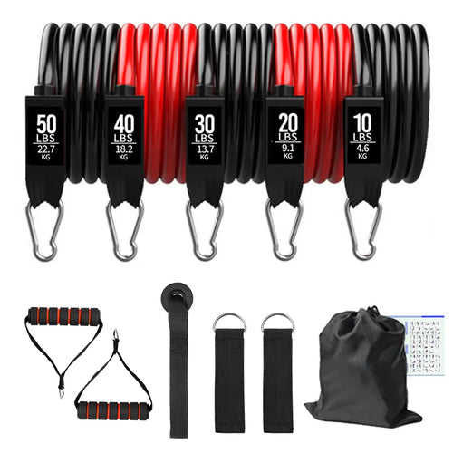 Fitness Resistance Bands Set Yoga 5 Tube Workout Bands Home Exercise