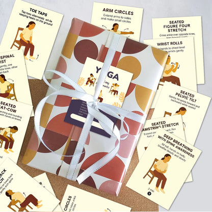 21pcs Seated Yoga Cards,Easy Chair Movements Poses Illustrated