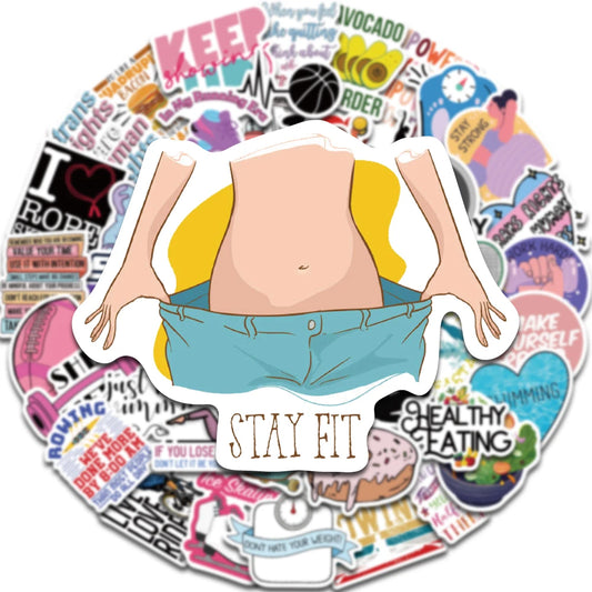 50PCS Inspirational Quotes On Weight Loss Exercise Fitness Sticker