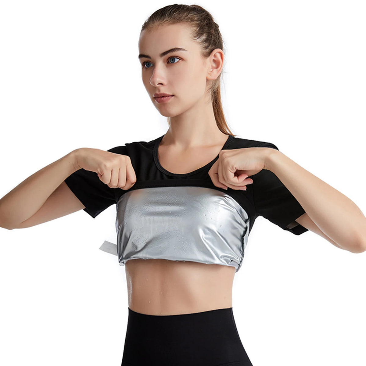1pc Women's Sauna Sweat Weight Loss Workout Tops Yoga, Running, and